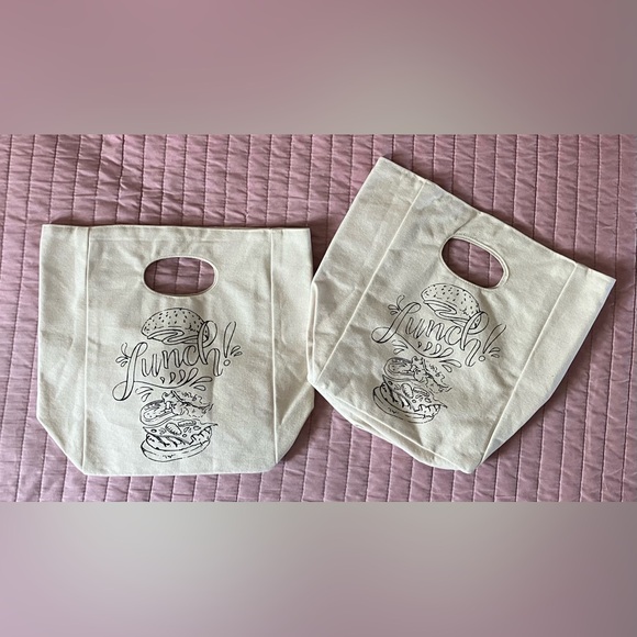 Organic Cotton Mart Canvas Lunch Bag - Set of 2 - BOTH ARE NEW, WITHOUT TAGS - Picture 1 of 6